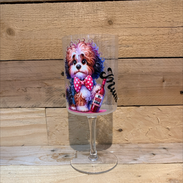 Mum Wine Dog Glass 