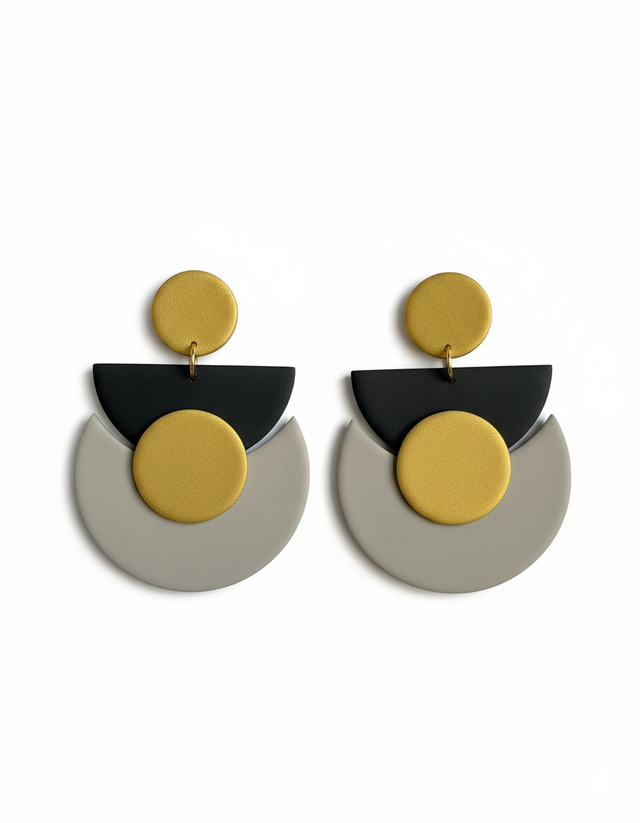 MediaLuna greige, negro y dorado