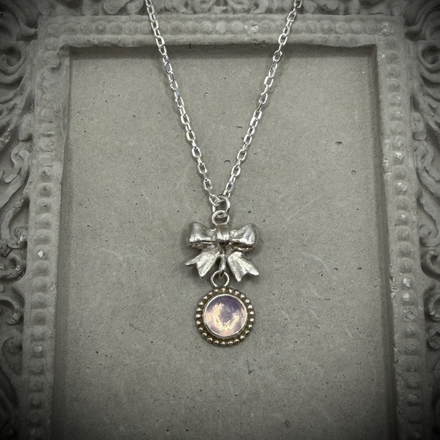 Lavender Quartz Bow necklace 