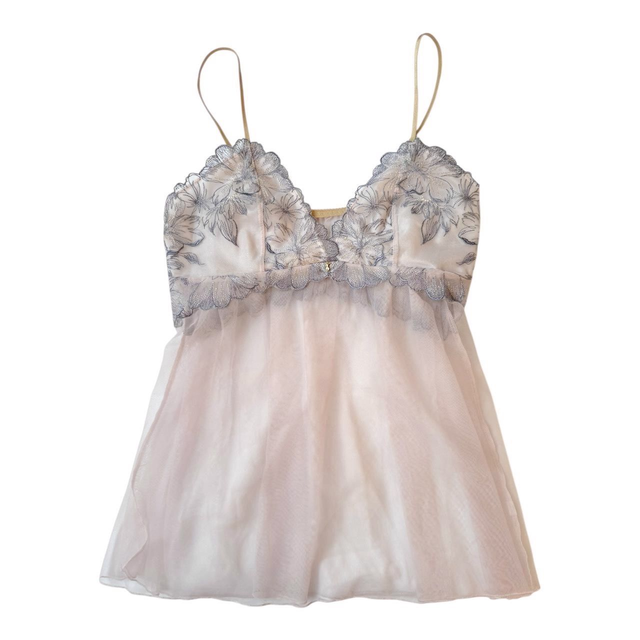 BNWT Japanese brand coquette pink and purple embroidered cups cami set 