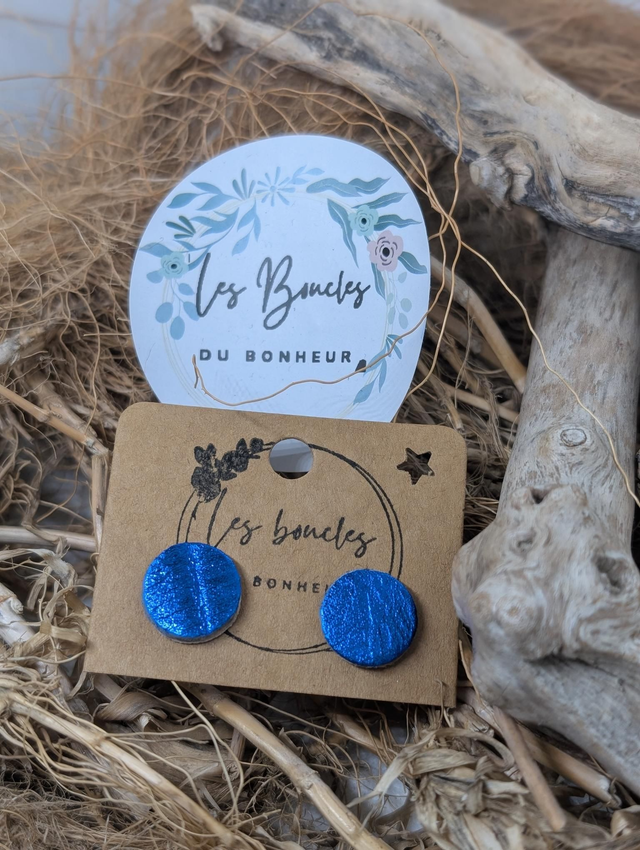 Boucles d'oreilles puces bleu roi pu043