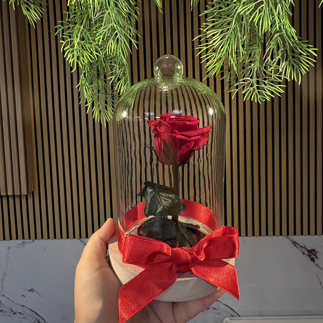 Cloche avec rose éternelle 