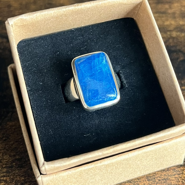 Bague en argent et Apatite bleue - Taille 54
