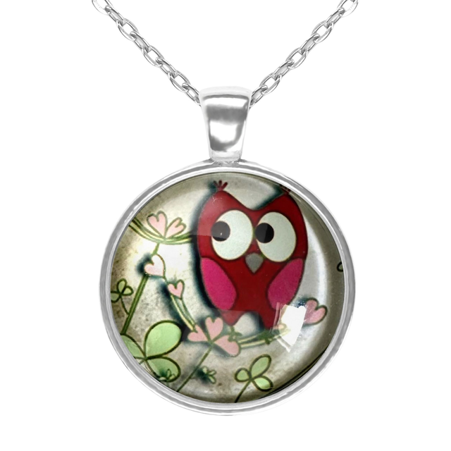 Collier  « la chouette rose »