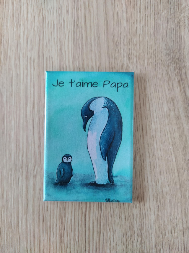 Magnet "Pingouin "Je t'aime Papa"" 7,8 x 5,3cm