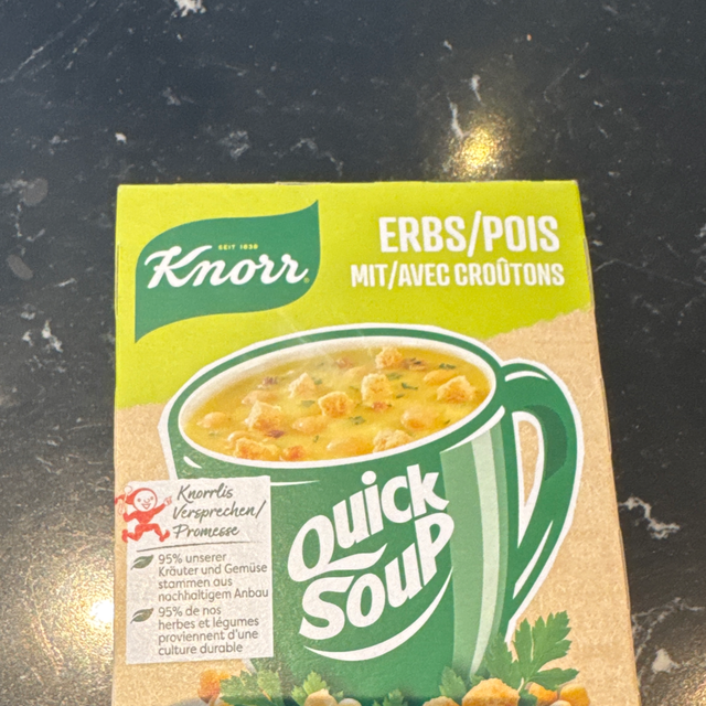 Soupe Quick Soup Knorr Pois avec croûtons 
