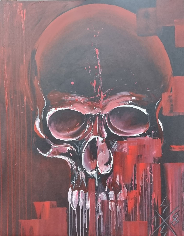 Acrylgemälde, Schädel, mit Rahmen, ca 100cmx 80cm