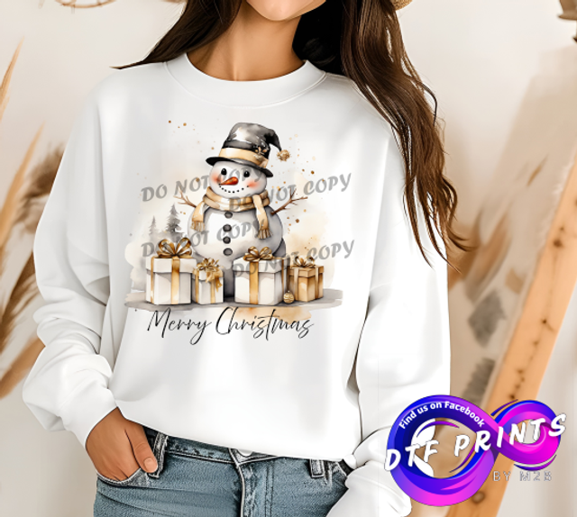 Black &amp; Gold Snowman Merry Christmas