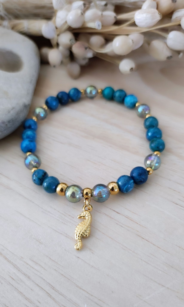 Bracelet "Atteinte des objectifs" Opale bleue et Aqua Aura