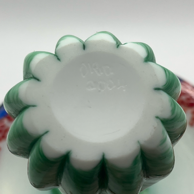 Okra Glass Mushroom Sculpture, Iridescent Crackle Cap – 2004