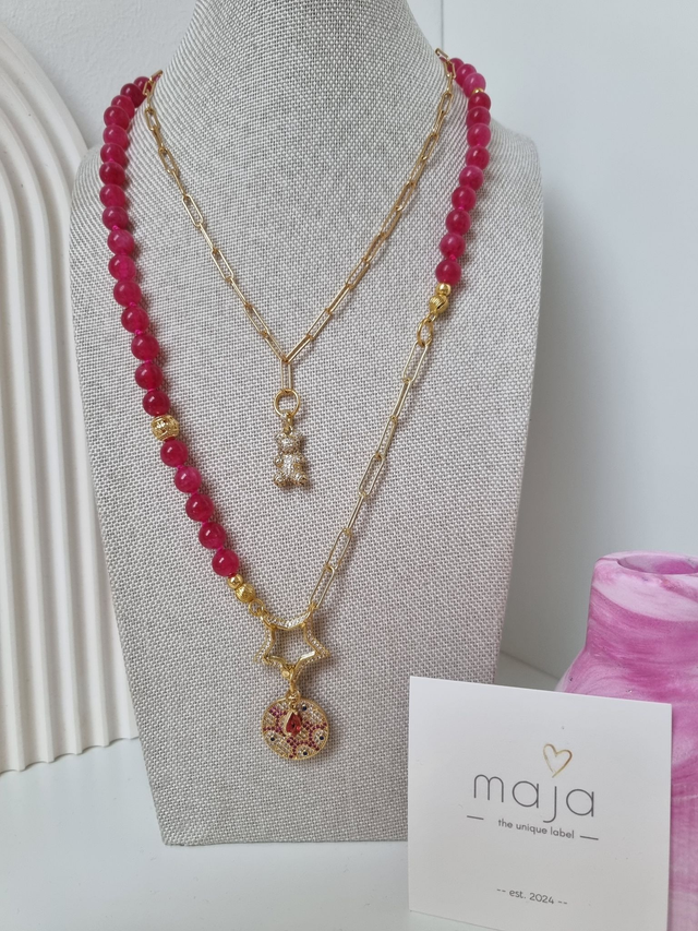 ILVIE GEMS - Kette aus Jade in pink, handgeknotet