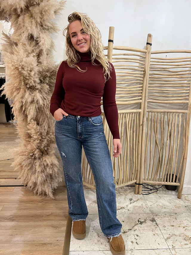 Queen Hearts | Wide leg jeans, Fray hem Blauw