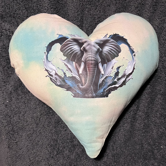 Hand Tie dye cushion elephant splashes 