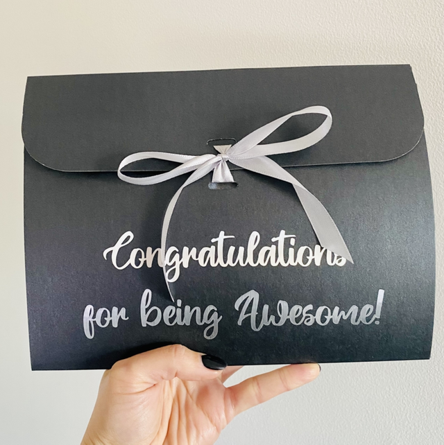Gift Box - Black envelope with Decal, Ribbon & Tissue Paper