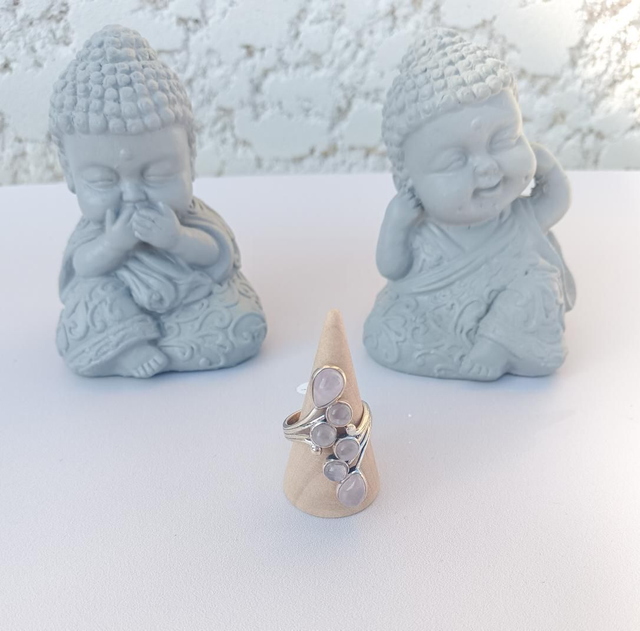 Bague réglable quartz rose