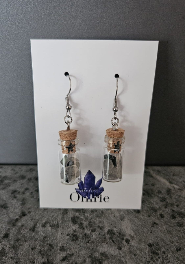 Enchantements d'oreille (obsidienne, labradorite et croquis d'étoile) 1