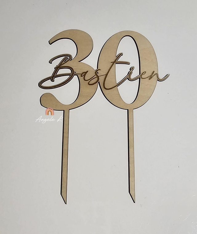 Topper cake personnalisé chiffre et prénom 