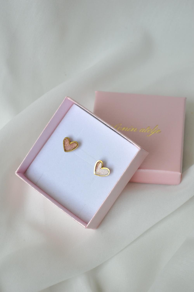 Shimmering Heart - mini uhani