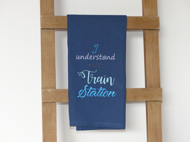 Geschirrtuch blau „I Understand Only Trainstation“