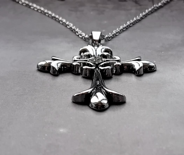 Large Fleur de Lys Cross with Clear Stone