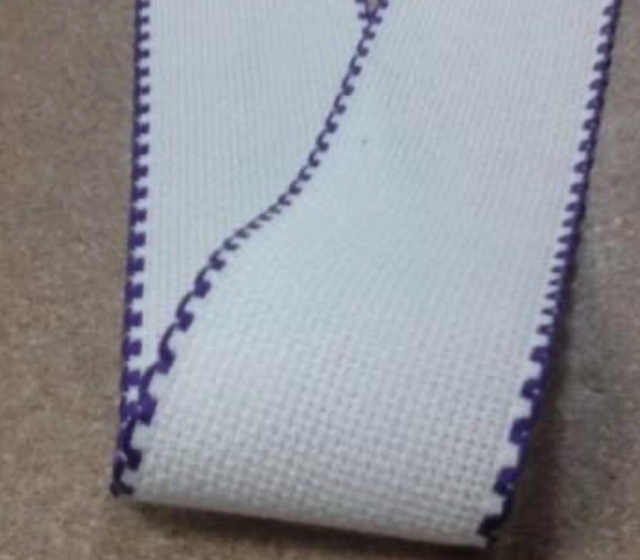 1” Aida White Band with Purple edging (per metre)