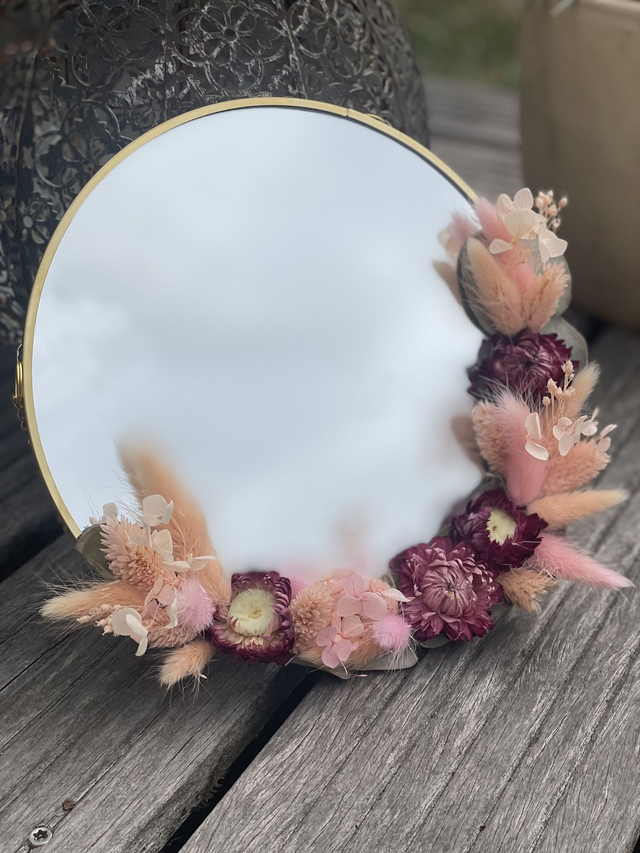  Miroir Bohème Fleuri – Fleurs Séchées "Terre de Reflets"
