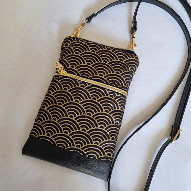 Mini-sac pour téléphone "Nami" noir & simili cuir noir