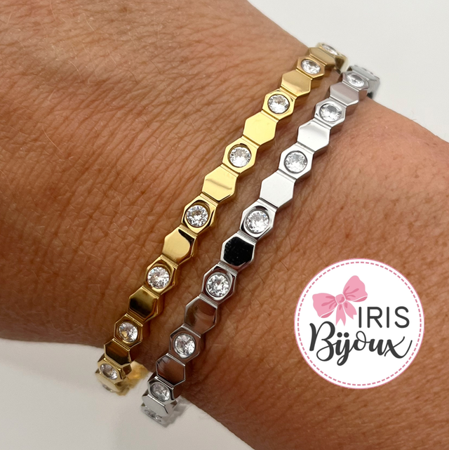 Bangle con zirconi apribile 