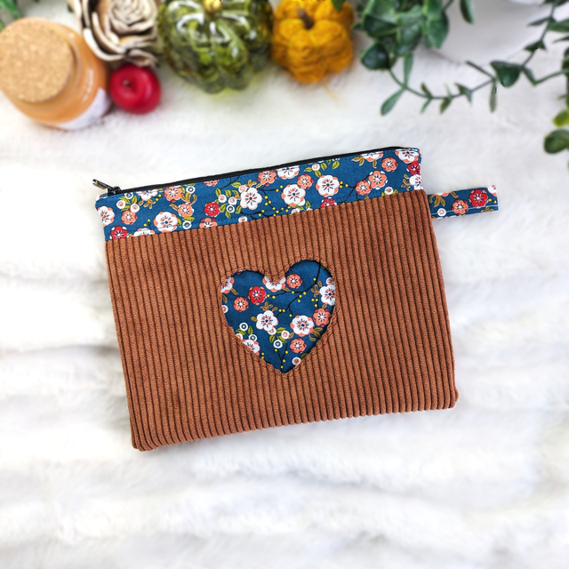 Trousse plate Petit Cœur - Marron