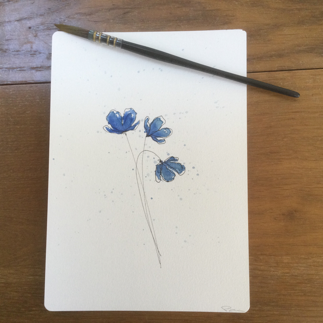 Aquarelle fleurs bleues FB02