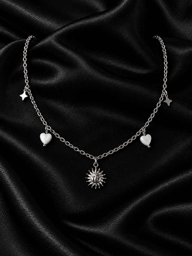 Collier Soleil Nacré Argenté