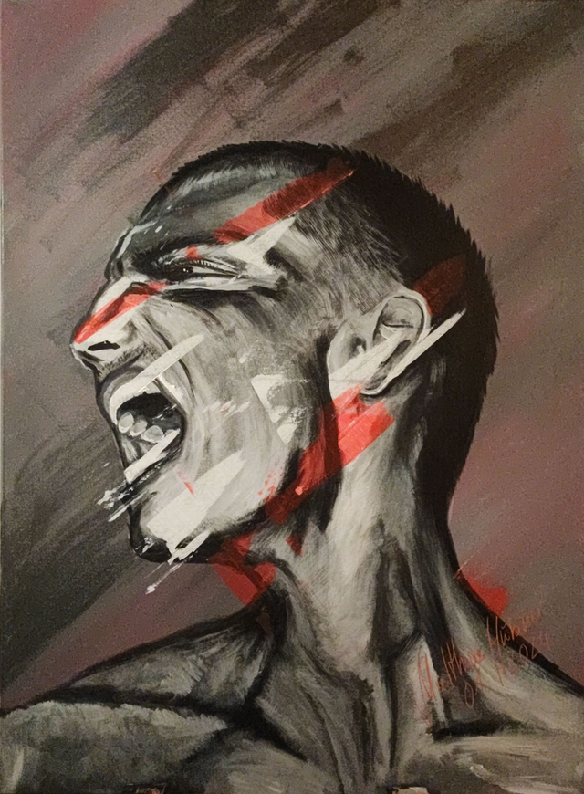 Gemälde "Mann" - Unikat mit Neonfarben