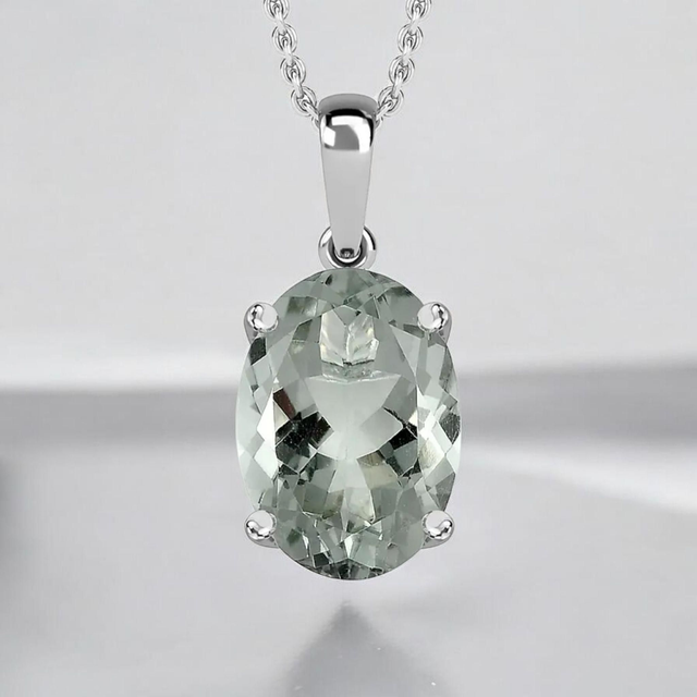 Beautiful Natural Prasiolite Sterling Silver Pendant.