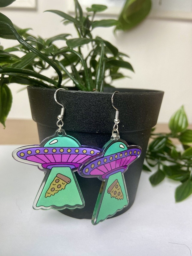 Pizza abduction earrings.