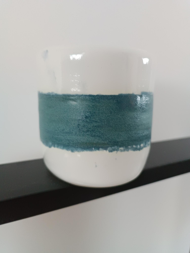 Bol mug bicolore bleu  vert blanc 