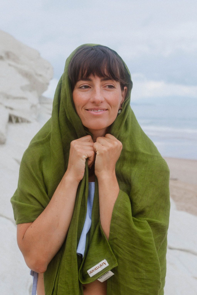 Pareo gaze de lin vert