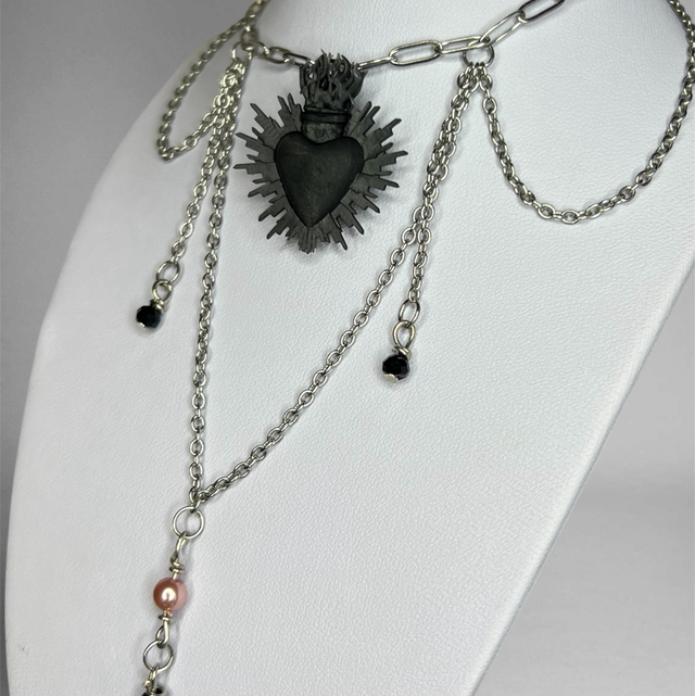 Mina - Collier Ex Voto acier inoxydable 