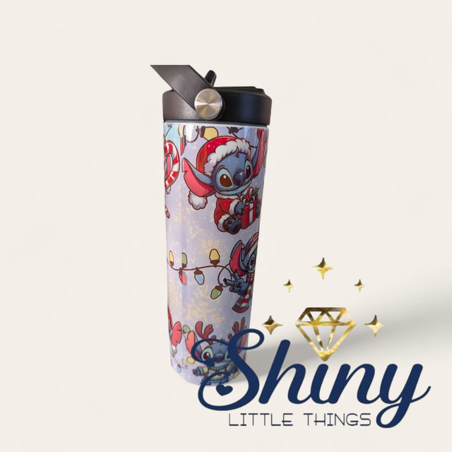 20oz Flip Top Water Bottle Stitch Christmas