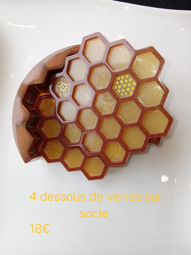 Dessous de verres ×4 abeilles 