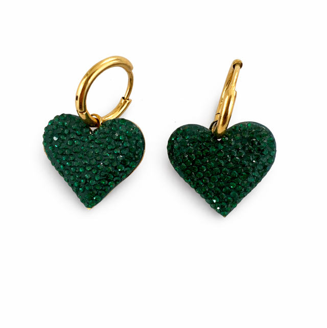 Argollas acero dorado corazón brillos 