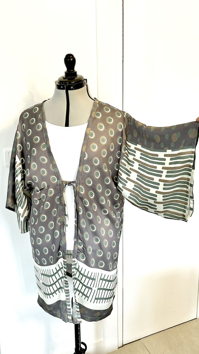 Tunique longue gris et vert