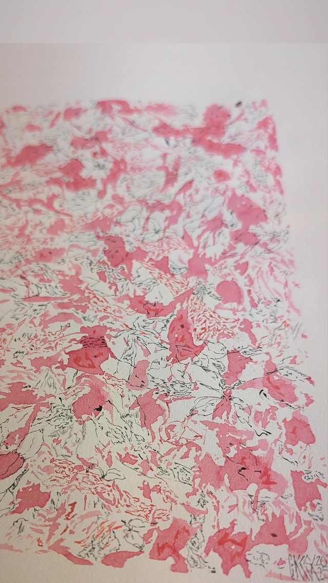 Setouchi a fine drawing with red ink made on Chinese 27 x 34 cm paper 