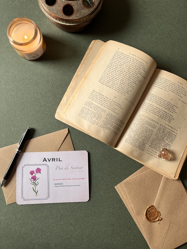 Carte 04. Avril, le Pois de senteur