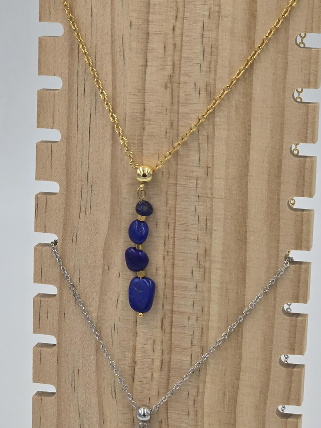 Collier Lapis lazuli acte acier inoxydable