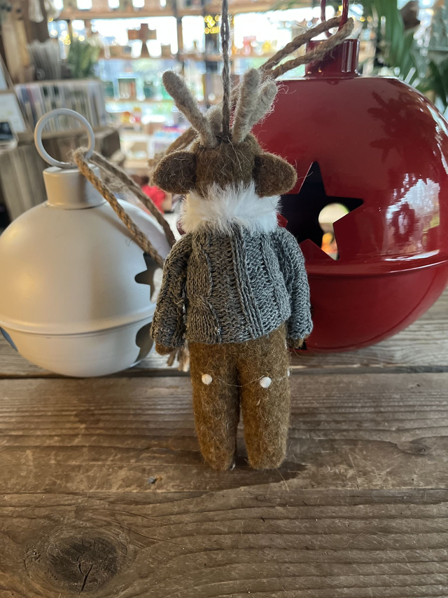 Felt Deer in Jumper Hanging Decoration