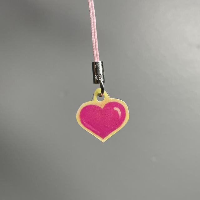 Mini Phone Charm Coeur rose