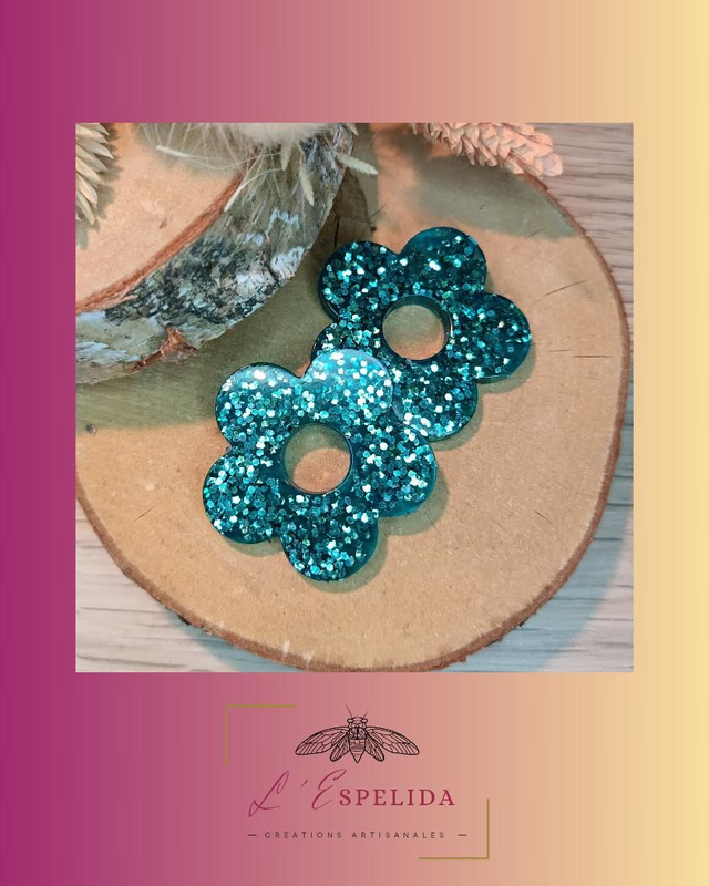 Plurielles Big Flowers bleues turquoise 