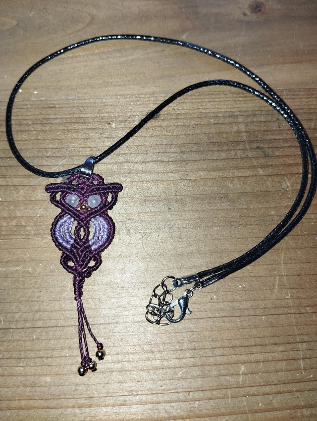 Collier Chouette Quartz Rose 