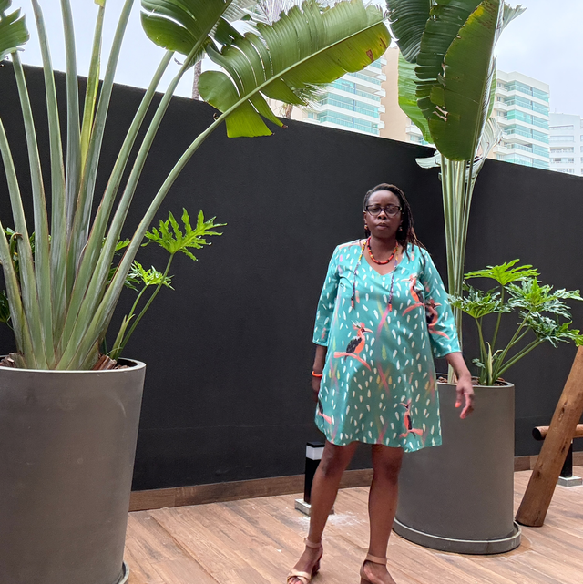 Ewà robe tunique imprimée Hornbill turquoise