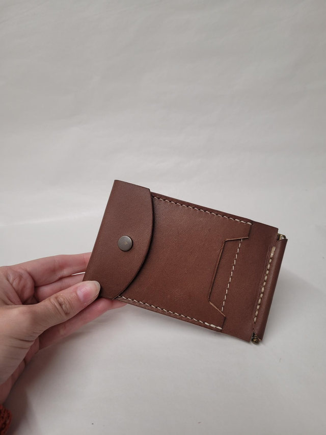 Bifold Leather Card Holder With Money Clip - 4 Card Slots - Raylan - ML-009